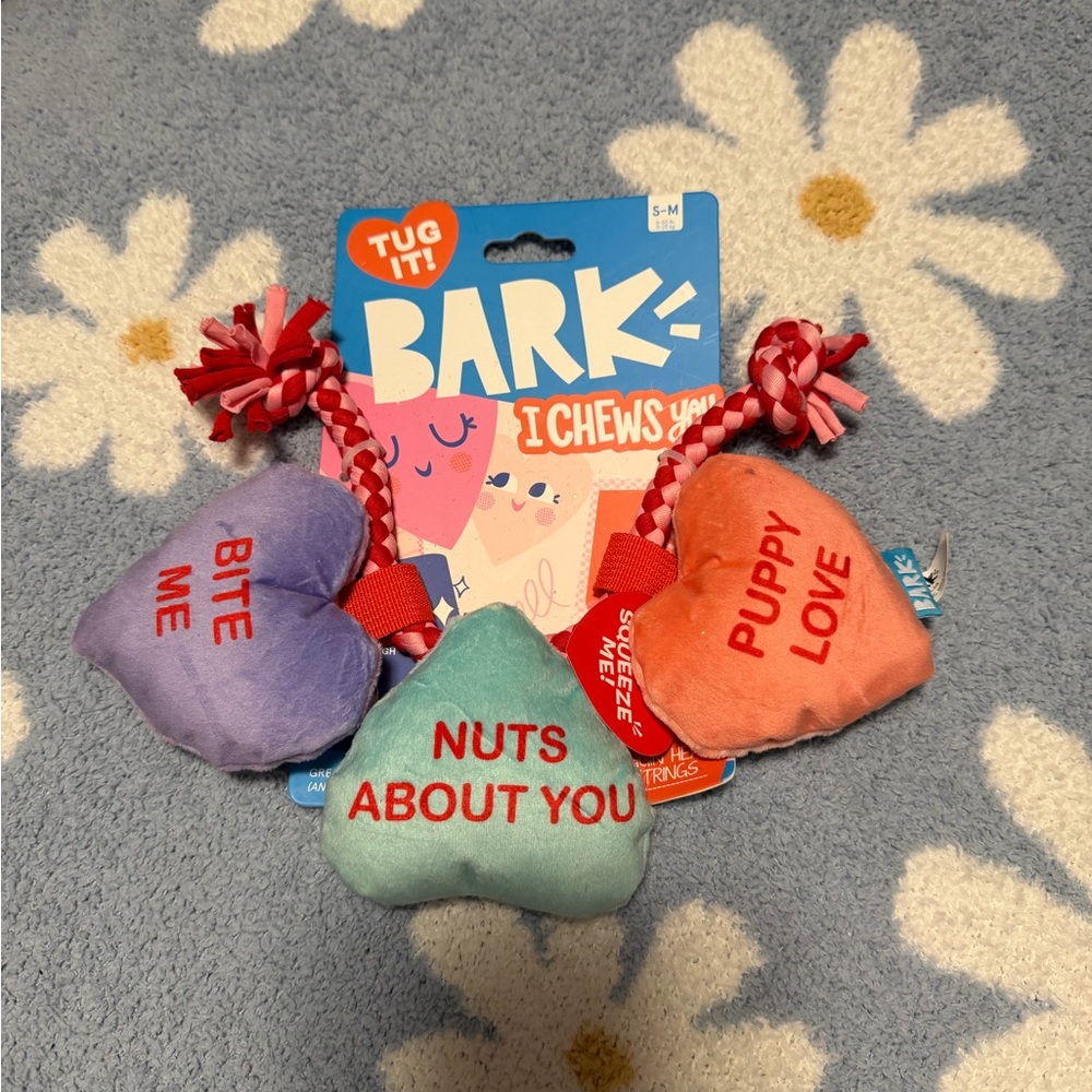 Bark Heart Chew Toys - Purple, Green, Orange